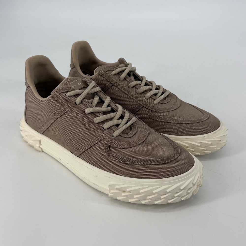 Giuseppe Zanotti Blabber Taupe Canvas Spiked Sole Sneakers EU 37 US 7 Italy